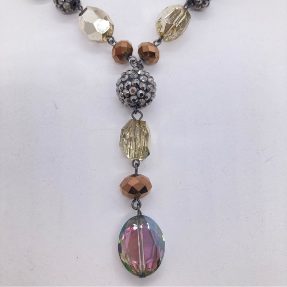 Alfani Necklace Y Drop Necklace Beaded Some Glass Faceted Iridescent - Picture 6 of 8